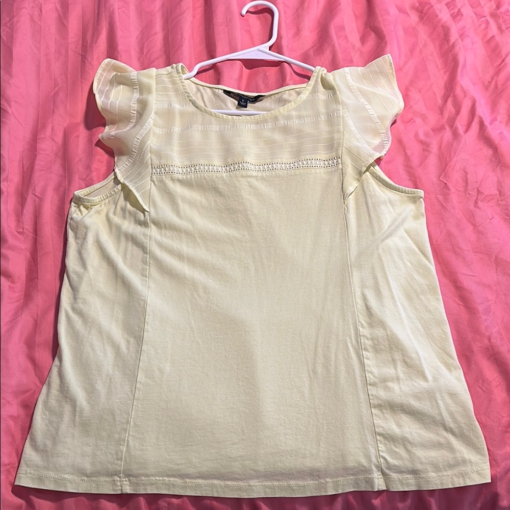 Banana Republic yellow Ruffled Flutter Sleeve Blouse